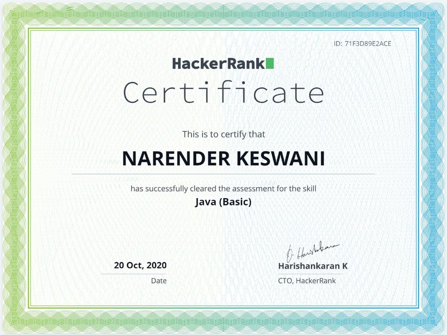 HackerRank — Java Basic Certification