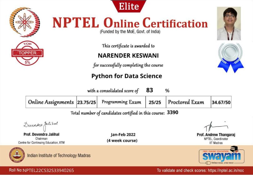 NPTEL — Python for Data Science